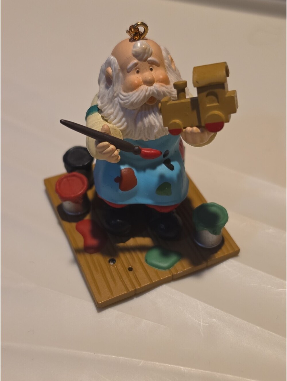 Vintage 1996 Westmar Christmas Ornament - Santa Painting Toy Train 2.5”
